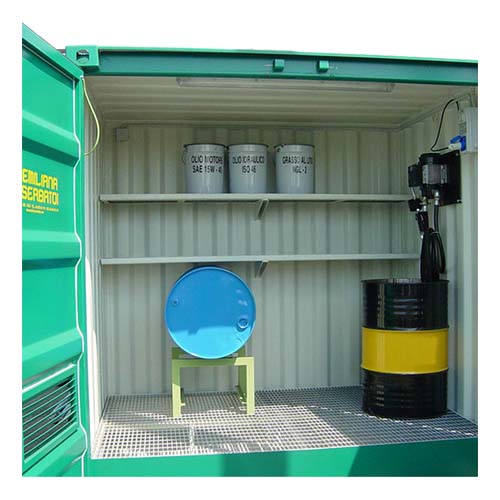 Container acier stockage lubrifiants 1200 L sécurisé