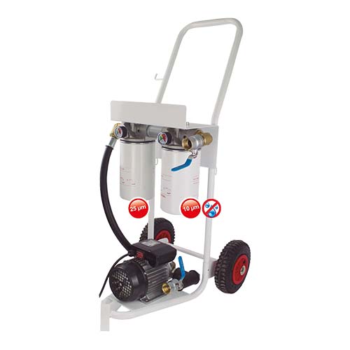 Chariot double filtration lubrifiants fût citerne 230V